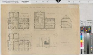Arnsberg, Regierungshauptgebäude, Dienstvilla, Kellergeschoss, Erdgeschoss, Dachgeschoss, Grundrisse, Lageplan, Schnitt Entwurfsplan