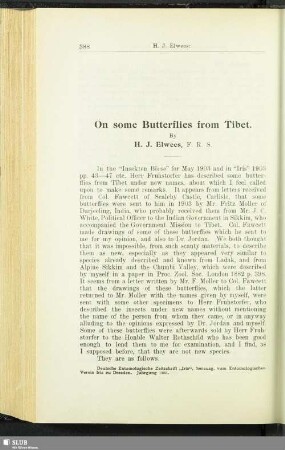 On some Butterflies from Tibet