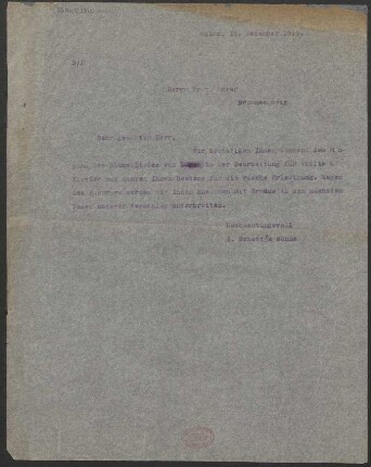 Brief an Fritz Meyer : 18.12.1919