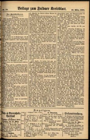 Zweite Ausgabe vom Donnerstag, den 10. März 1892.