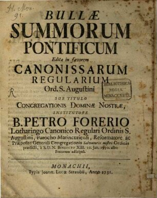 Bullae Summorum Pontificum
