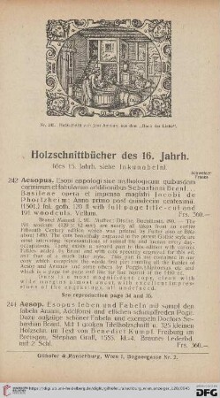 Holzschnittbücher des 16. Jahrh. (Nr. 242 - 294)
