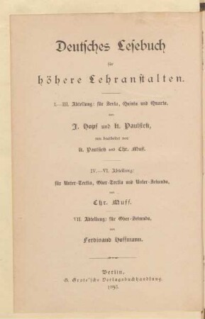 Abt. 7 = Für Ober-Sekunda, [Schülerbd.]: Auswahl aus der klassischen Litteratur des Mittelalters