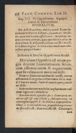 Cap. VII. De Oppositione, Aequipollentia & Conversione Modalivm.