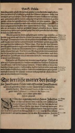 Die herrliche marter der heiligsten Junckfrawen Ursulae und eilff tausent Junckfrawen ...