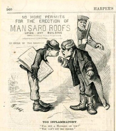Too inflammatory. "I'll put a mansard on you!" " can't git the permit." : zwei Jungen streiten sich auf der Straße