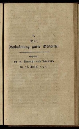 V. Die Nachahmung guter Beispiele.