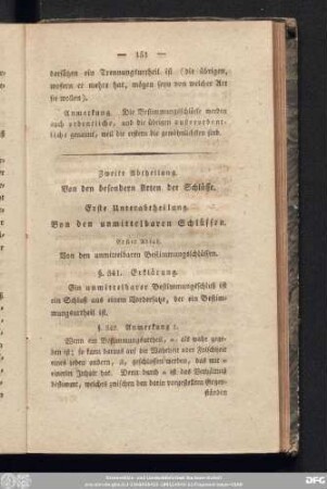 Erster Absatz. Von den unmittelbaren Bestimmungsschlüssen.