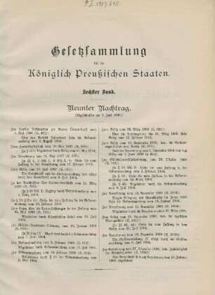 Neunter Nachtrag