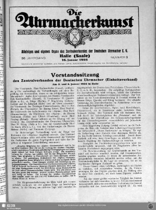 Vorstandssitzung des Zentralverbandes der Deutschen Uhrmacher (Einheitsverband)