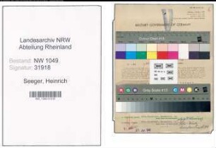 Entnazifizierung Heinrich Seeger , geb. 20.02.1908 (Kriminalbeamter)