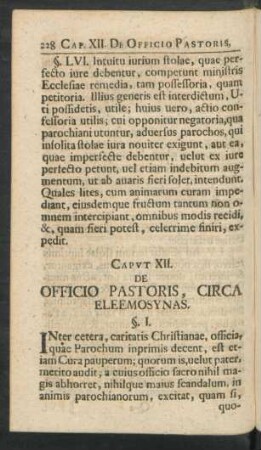 Caput XII. De Officio Pastoris, Circa Eleemosynas