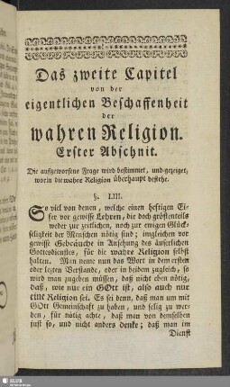 Das zweite Kapitel von der eigentlichen Beschaffenheit der wahren Religion