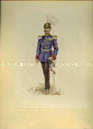 Uniformdarstellung, Offizier des Grenadier-Regimentes Nr. 101 in Parade-Uniform, Sachsen, um 1900.