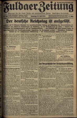 Ausgabe vom Samstag, den 19. Juli 1930.