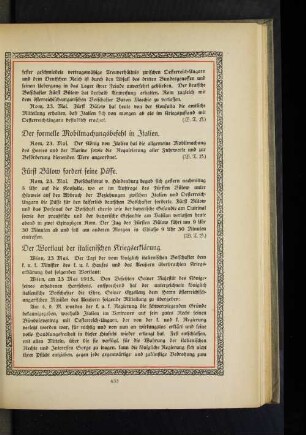 Der Wortlaut der italienischen Kriegserklärung.