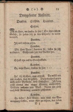 Dreyzehnter Auftritt. Dandin. Crispin. Leander.
