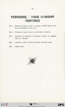 Tapisserie - Tapis d'orient - Tentures (Nr. 115-119)
