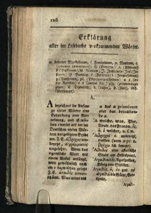 Erklaerung aller im Lesebuche vorkommenden Woerter