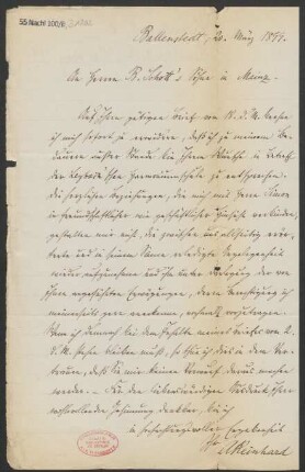 Brief an B. Schott's Söhne : 20.03.1899