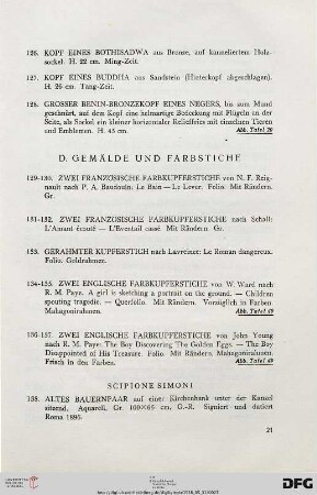 D. Gemälde und Farbstiche (Nr. 129-169)