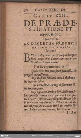 Caput XXIII. De Praedestinatione Et reprobatione