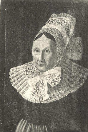 Ebersbacher Frau mit Haube und Halskrause : Kleidung - Truhentracht. Ort: Ebersbach. Frau aus Ebersbach von 1833 mit Haube und Halskrause.