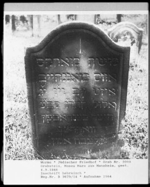 Grabstein von Moses Marx (gestorben 1846.09.04)