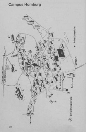 Lageplan Universitätskliniken Campus Homburg