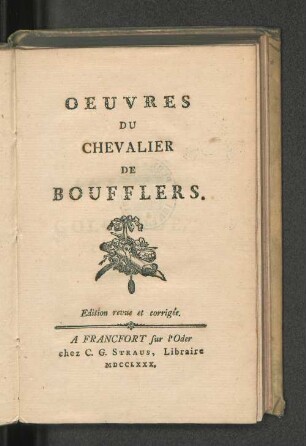Oeuvres Du Chevalier De Boufflers
