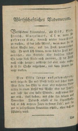 Wirthschaftliches Vademecum