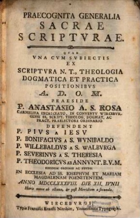 Praecognita generalia s. scripturae