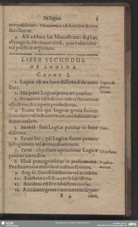 Liber Secundus. De Logica