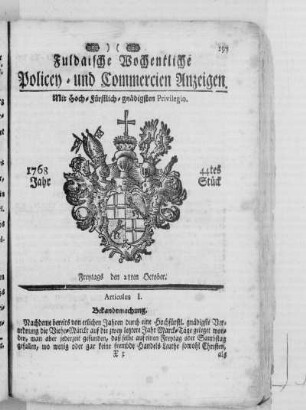 44tes Stück, Ausgabe vom 28. October 1768