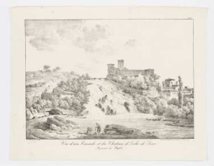 Vue d’une Cascade et du Château d’Isola-di-Sora, Blatt 11 der Folge "Ansichten von Italien"