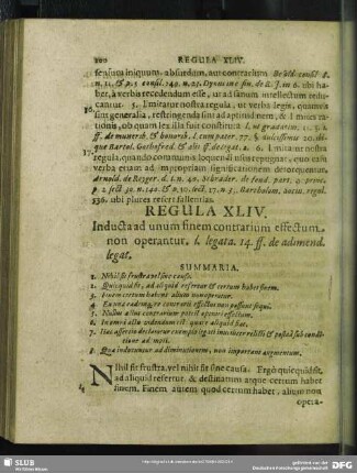 Regula XLIV. Inducta ad unum finem contrarium effectum