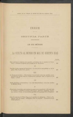 Índice - Segunda parte - Las dos Américas - La vuelta al mundo en más de ochenta días