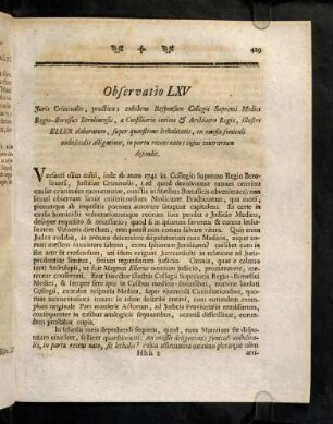 429-437, Observatio LXV - LXVI