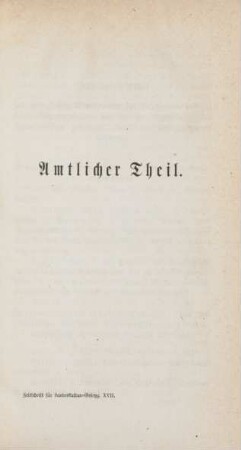 Amtlicher Theil. Nichtamtlicher Theil