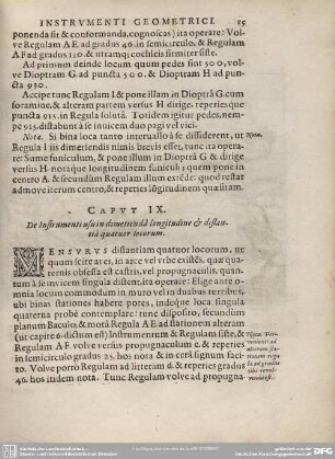 Caput IX. De Instrumenti usu in dimetienda longitudine et distantia quatuor locorum.