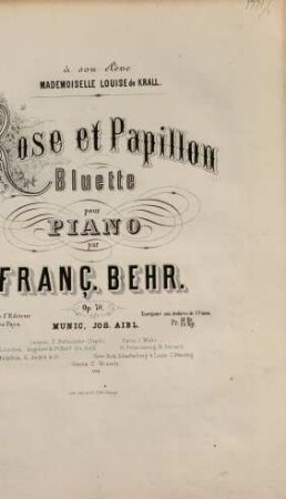 Rose et papillon : bluette pour piano ; op. 78