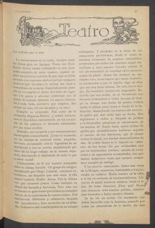 Teatro : Los artistas que se van.
