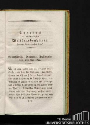 I. Churpfälzische Religions-Deklaration vom 9ten Mai 1799.