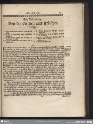 Erste Betrachtung. Von der Eitelkeit aller irdischen Dinge