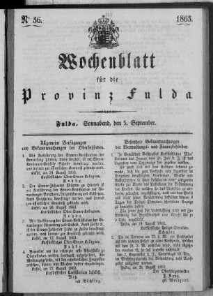 Nr. 36, Ausgabe vom 5. September 1863