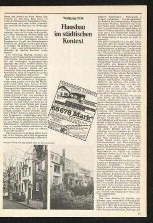 Hausbau im städtischen Kontext