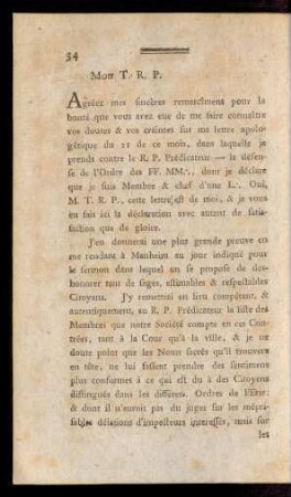 [Replique du F. L. B. D. N.]