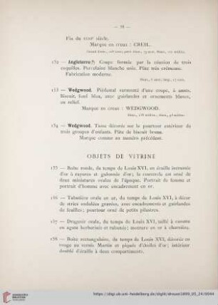 Objets de Vitrine (Nr. 155 - 177)