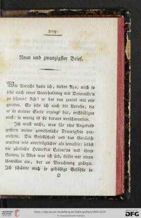 Neun und zwanzigster Brief