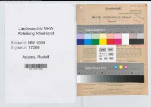 Entnazifizierung Rudolf Adams, geb. 10.03.1907 (Vermessungsrat)